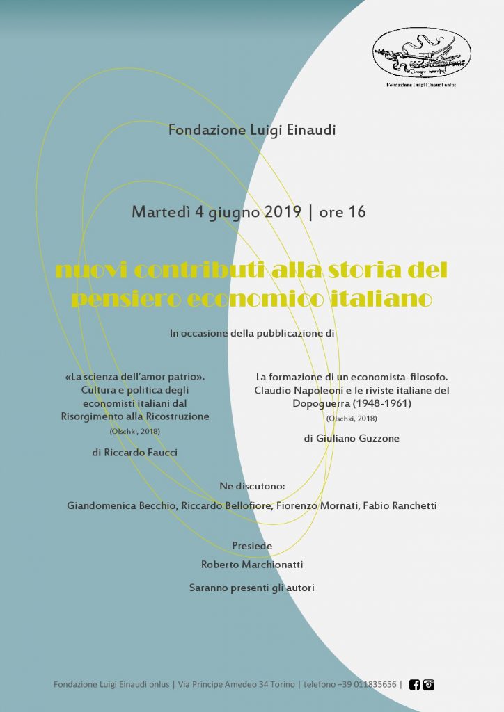 “Nuovi contributi alla storia del pensiero economico italiano”: Torino ...